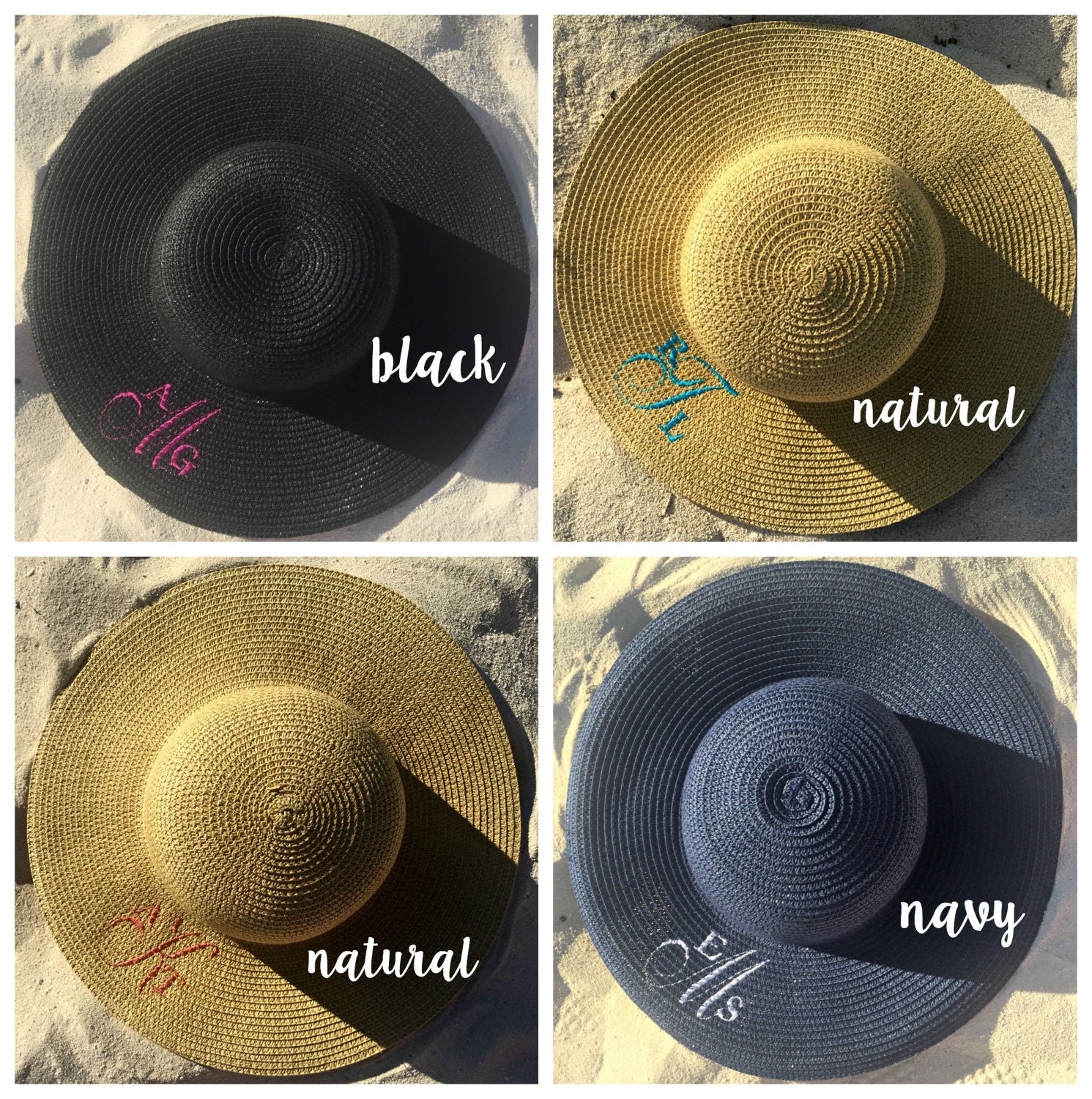 Custom Monogram Last Name Beach Sun Hats - Personalized Sun Hat - Monogrammed Sun Hat - Sun Hat White